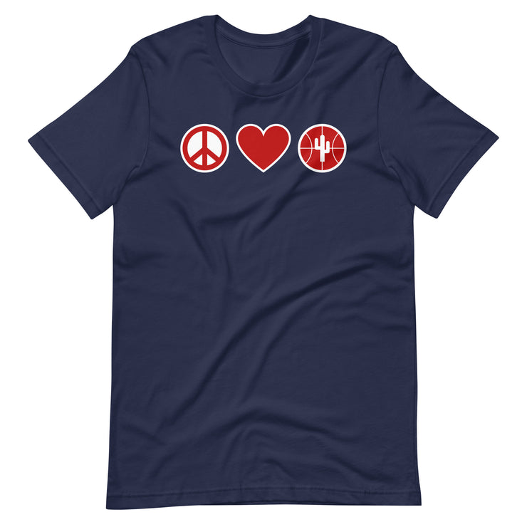 Peace Love & Arizona Basketball: Unisex T-Shirt