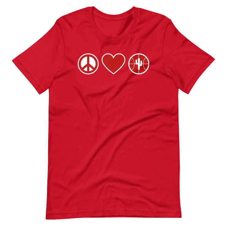 Peace Love & Arizona Basketball: Unisex T-Shirt