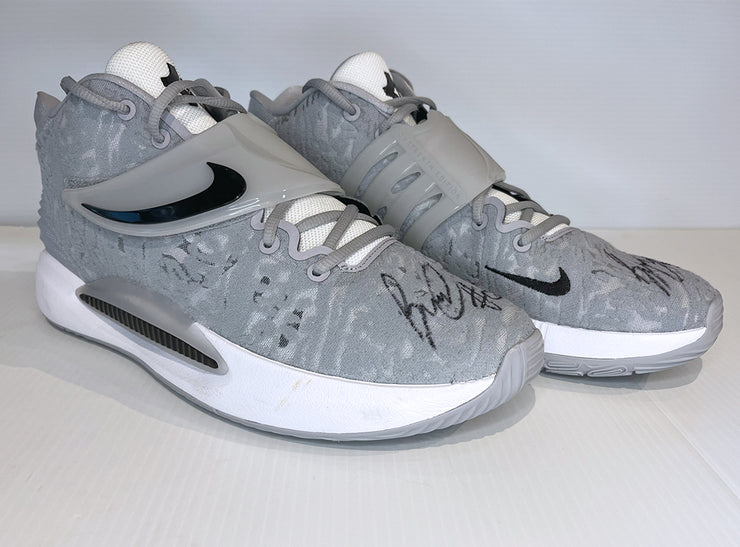 Benn Mathurin Autographed Game Worn Nike KD14 TB (Wolf Grey with Black Strap)