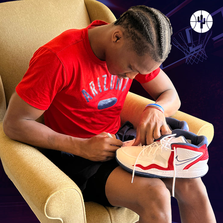 Benn Mathurin Autographed Game Worn Nike Kyrie Infinity NCAA SOS (White with Red Stripe)