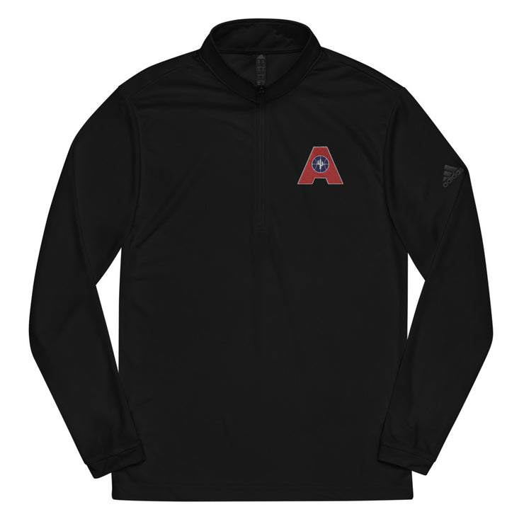 Letter + Logo Red: Quarter Zip Pullover