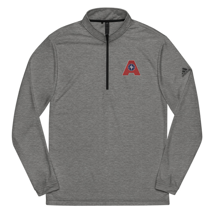 Letter + Logo Red: Quarter Zip Pullover