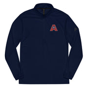Letter + Logo Red: Quarter Zip Pullover