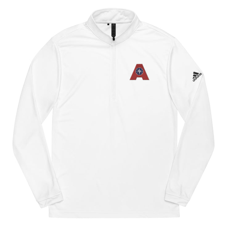 Letter + Logo Red: Quarter Zip Pullover
